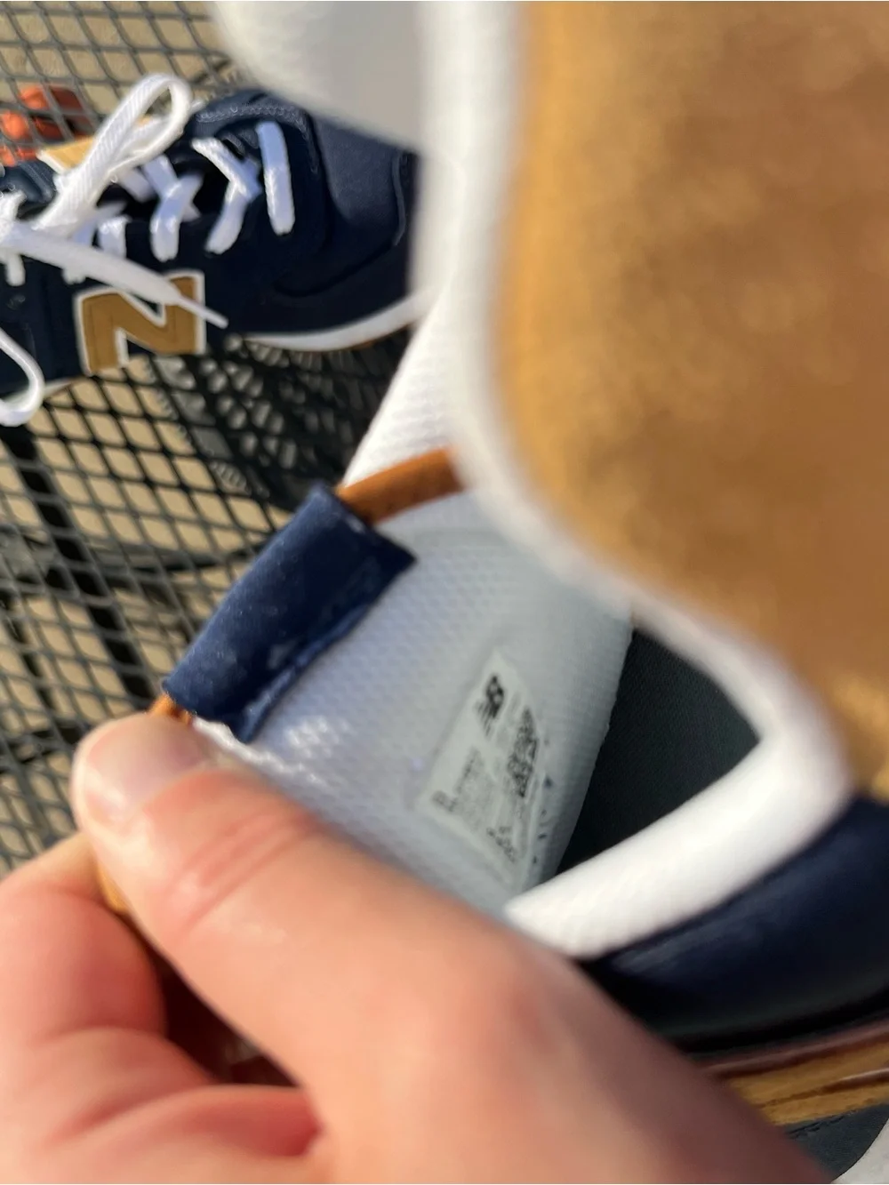 New Balance Navy and Tan Sneakers